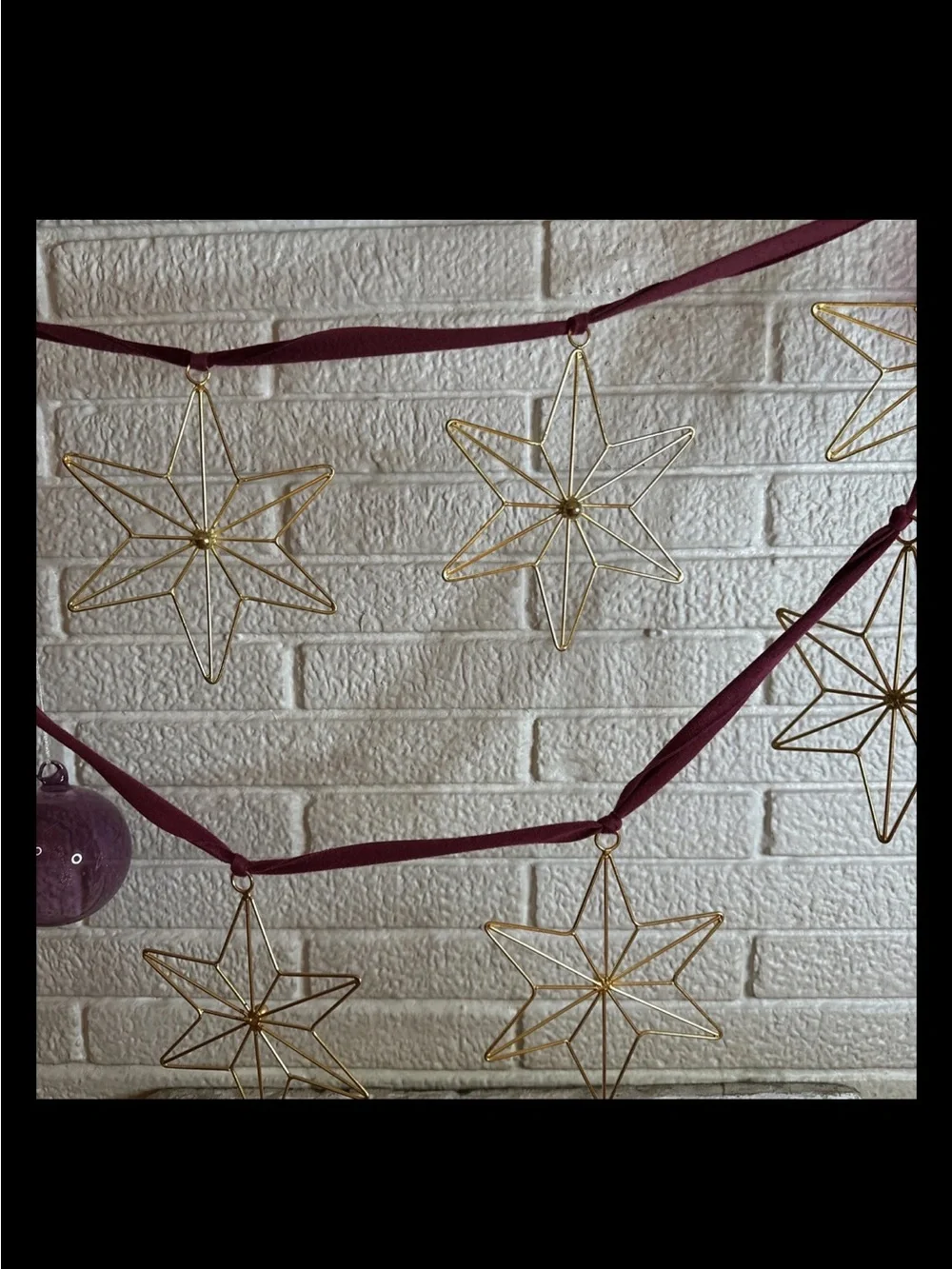 LOT OF 5 STRANDS Gold Stars RED Velvet 5ft EACH =25FT Garland